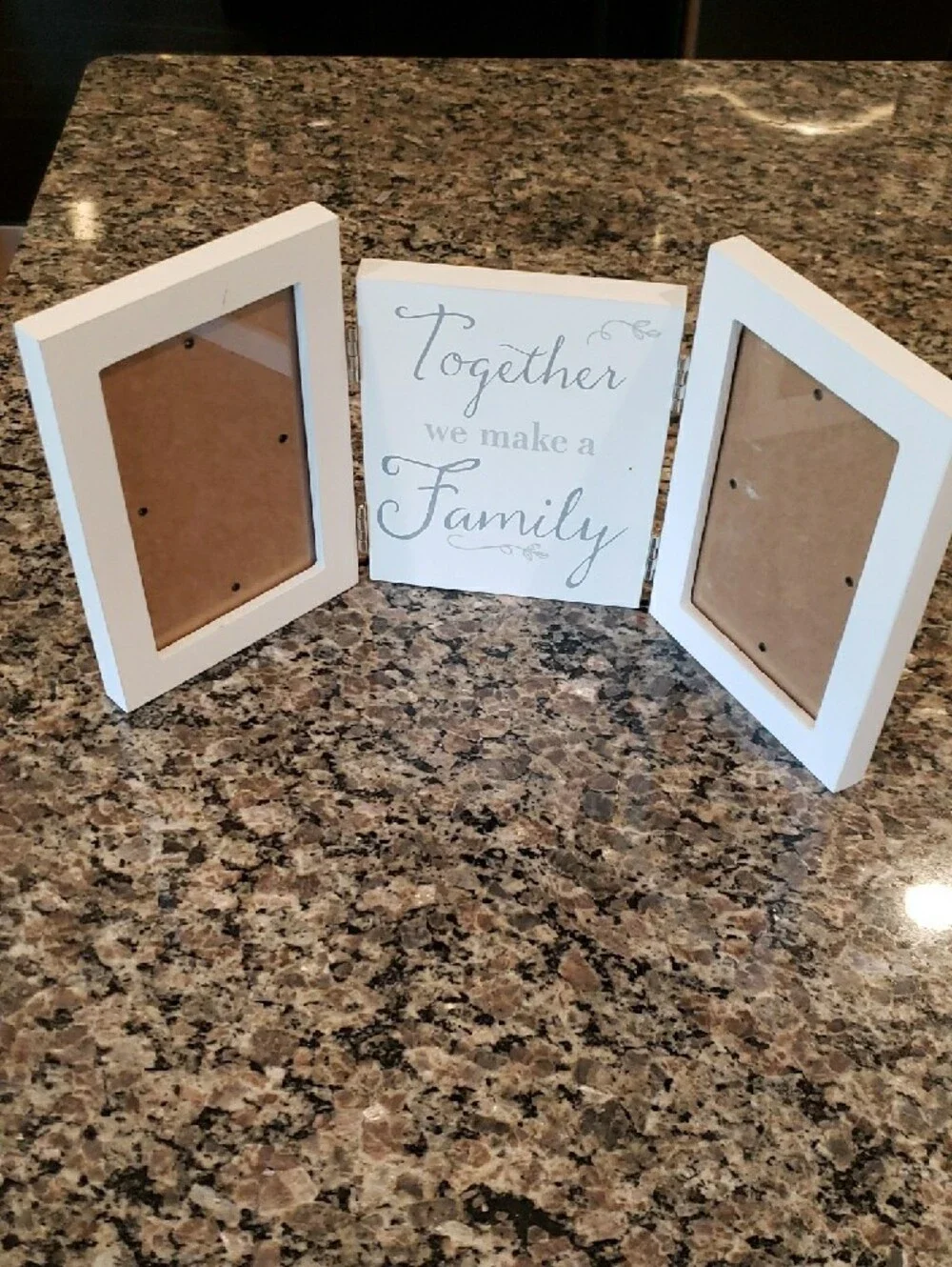 White Malden 'Together We Make a Family' Tri-Fold Hinged Photo Frame